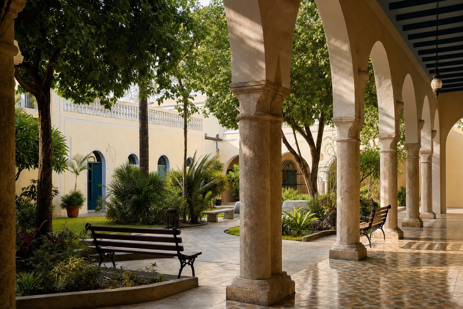 Patio y áreas exteriores del plantel Pensiones de Centro Escolar Rochavi